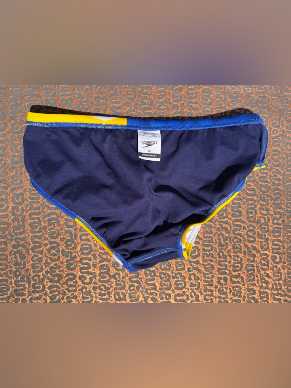 Speedo Yellow, Blue & Black Patterned Swim Briefs  (3) - Picture 7 of 7
